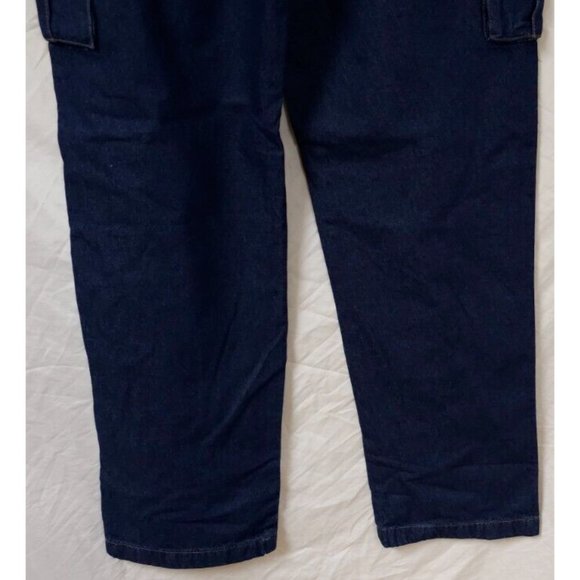 Haband Casual Joe Medium Elastic Waist Pullon Zipper Dark Wash Cargo Jeans 30x31 - Picture 8 of 9